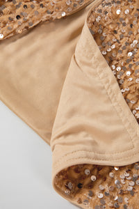 Gold Sequined Open Front Cropped Jacket