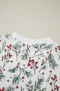 Holiday Holly Print on White Thermal Lounge Set