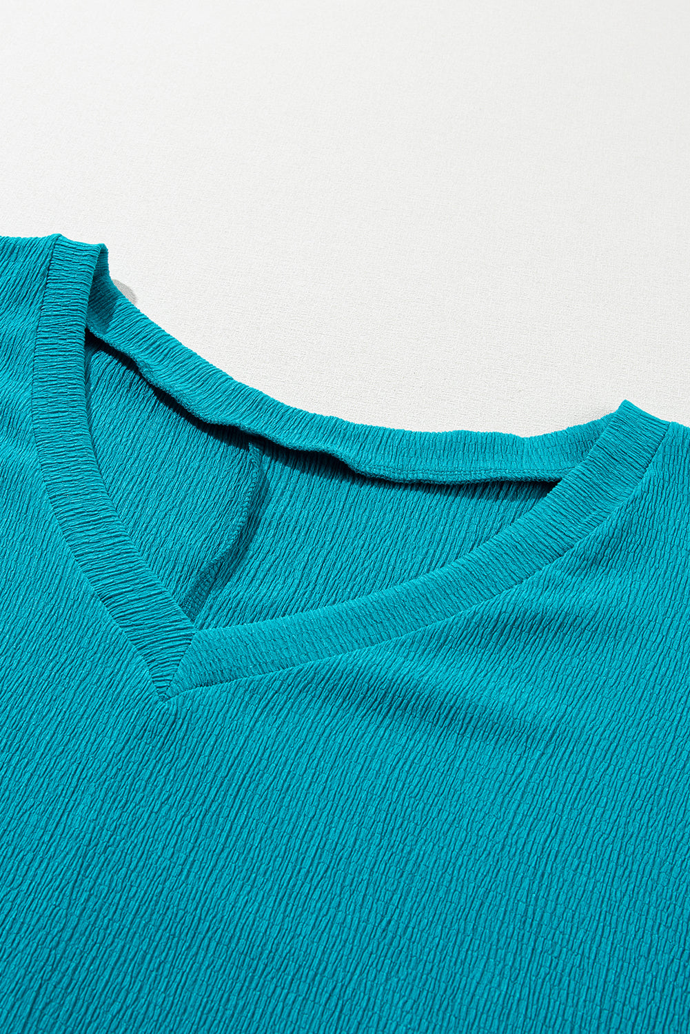 Teal Textured V-neck Plus Size Top
