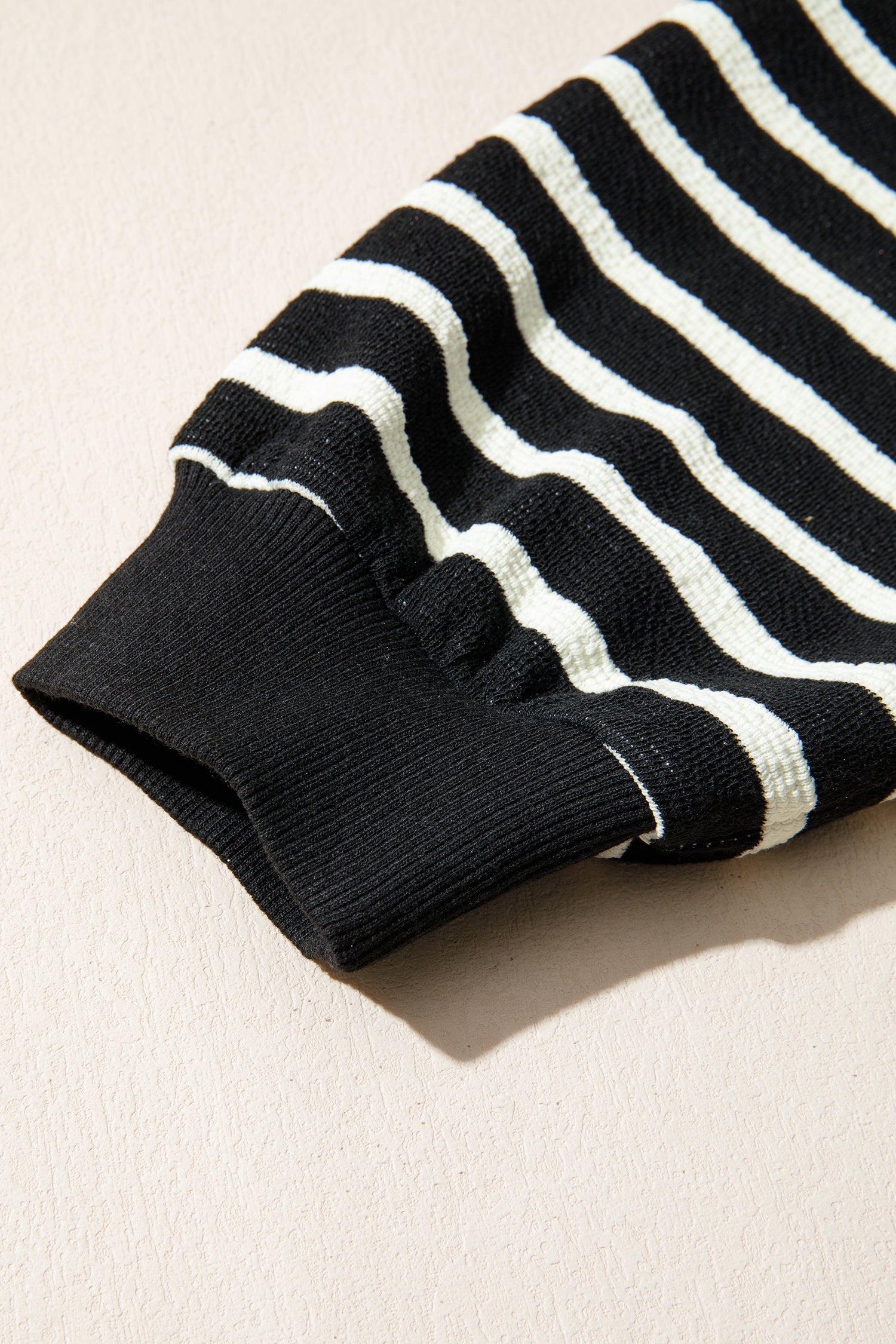 Black Stripe Red MERRY Appliqué Christmas Drop Shoulder Sweatshirt