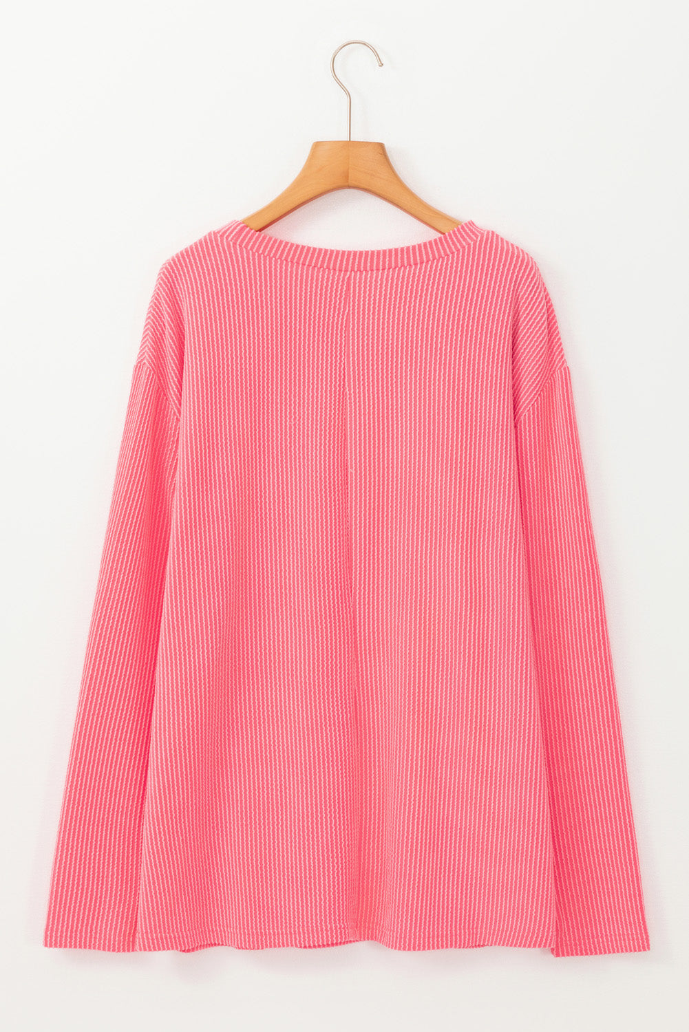 Plus Size Ribbed Corded Texture Long Sleeve Knit Shirt