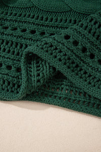 Pine Green Open Stitch Cable Knit Cropped Sweater