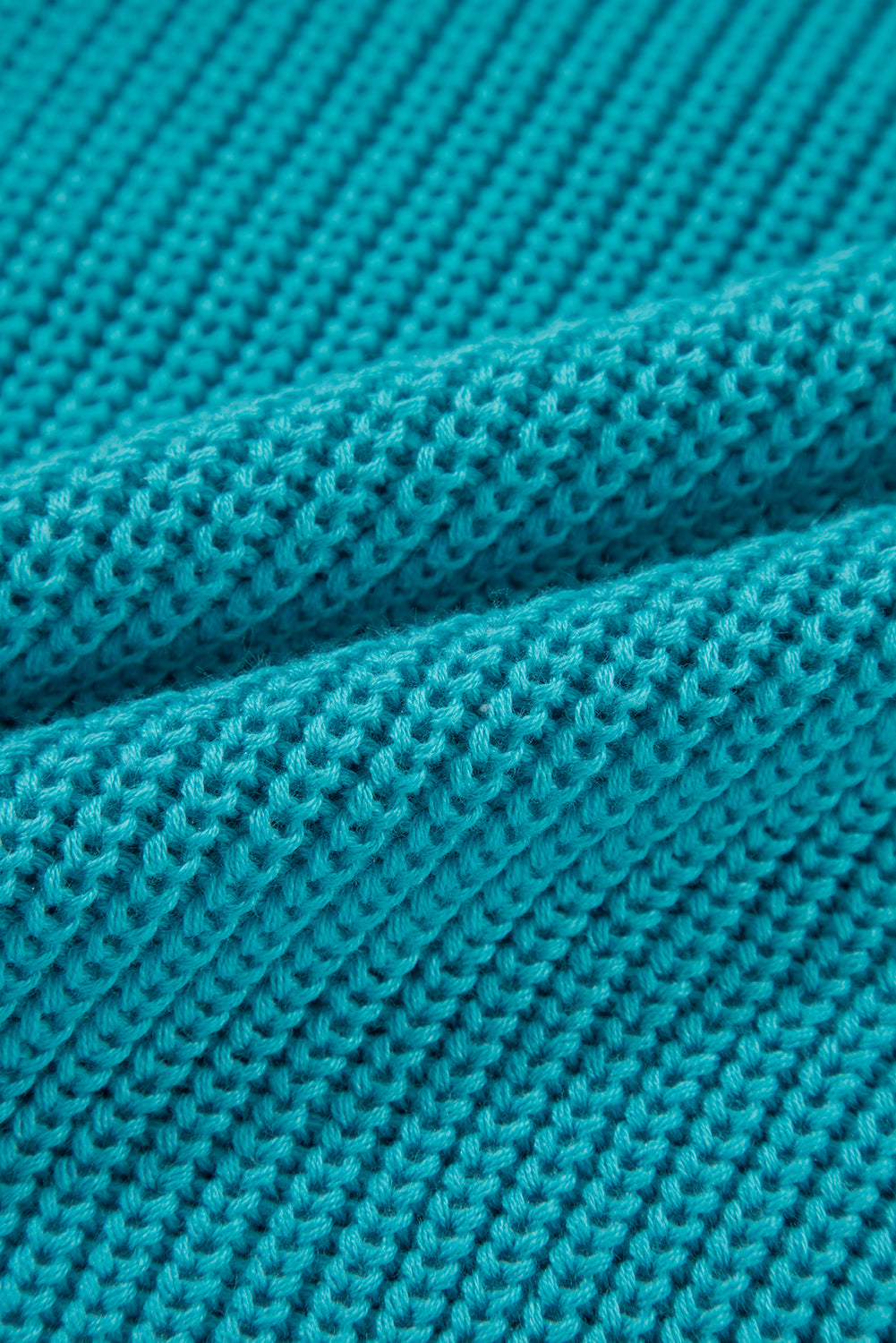 Turquoise Eyelet Bubble Sleeve Knit Sweater