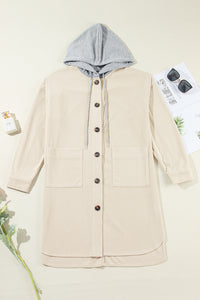 Ivory Oversized Corduroy Hooded Shacket