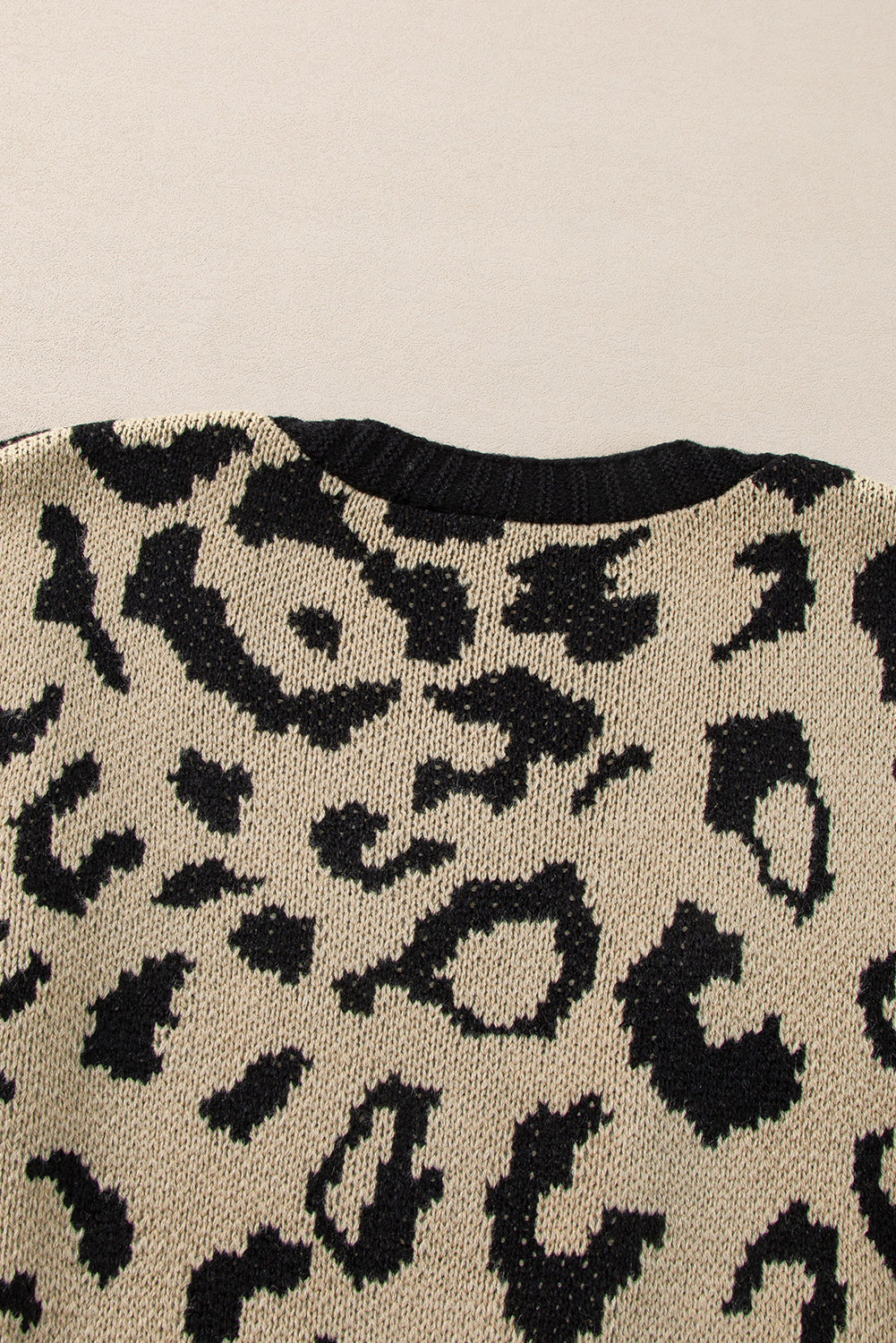 Stripe Sleeve Leopard Print Color Block Open Front Cardigan With Pockets