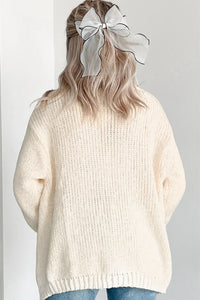 Cream Pumpkin Applique Open Front Drop Shoulder Long Cardigan