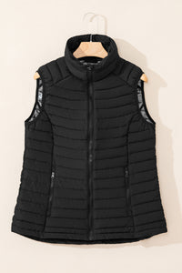 Quilted Full Zip Fuzzy Collar Puffer Vest