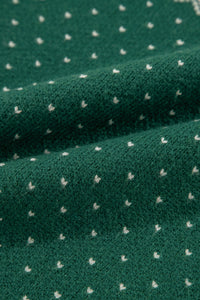 Green Snowflake Dotted Crew Neck Knit Sweater