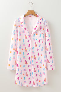 Pink Christmas Twinkle Tree Print Sleep Shirt