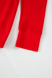 Red Top and Candy Cane Holiday Design Pants Lounge Set