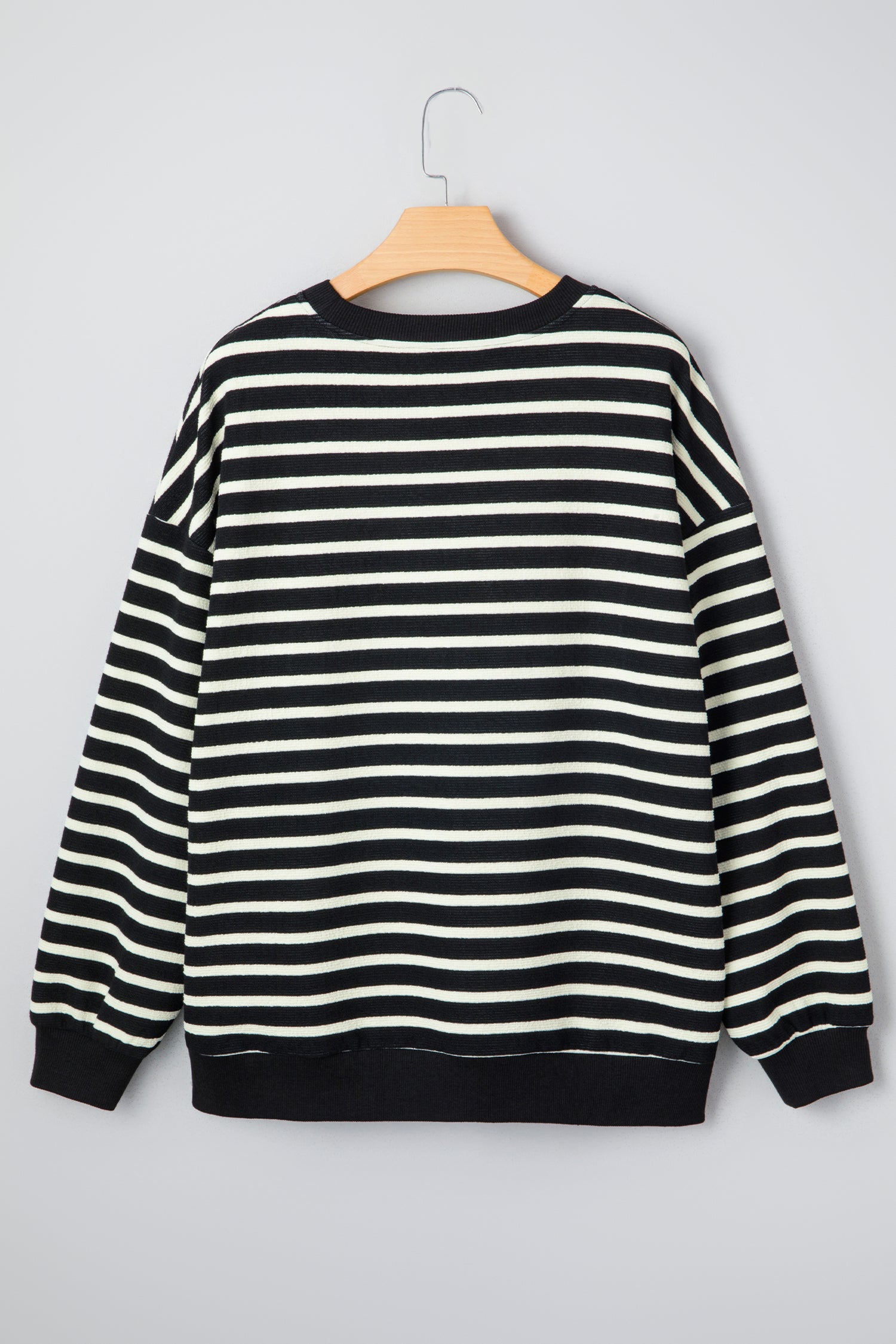 Black Stripe Red MERRY Appliqué Christmas Drop Shoulder Sweatshirt