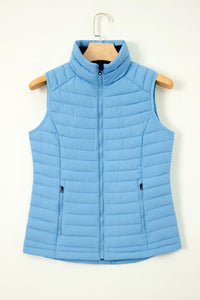 Quilted Full Zip Fuzzy Collar Puffer Vest