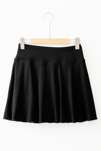 Black High Waist Phone Pocket Lined Mini Skort