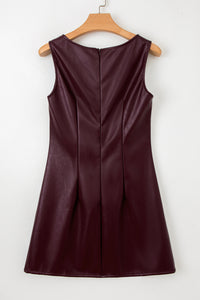 Vegan Leather Sleeveless Mini Sheath Dress