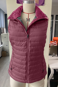 Quilted Full Zip Fuzzy Collar Puffer Vest