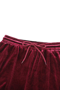 Burgundy Velour Long-sleeve Top & Pants Lounge Set