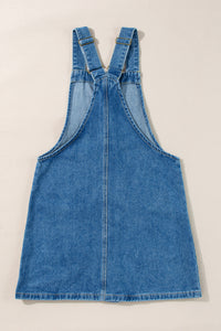 Denim Button Down Overall Dress with Pockets