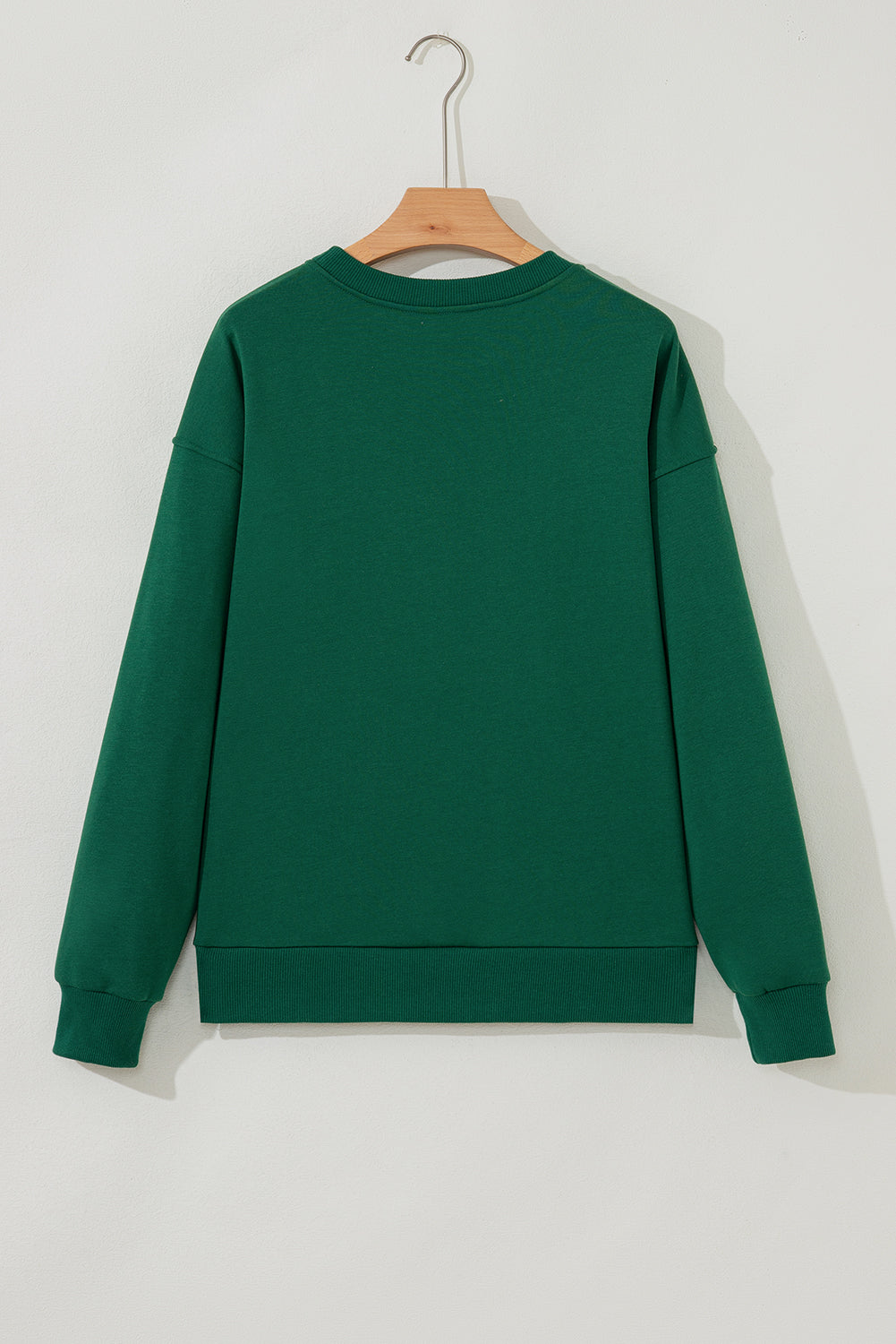 Christmas Green Embroidered HO HO HO Graphic Crewneck Sweatshirt