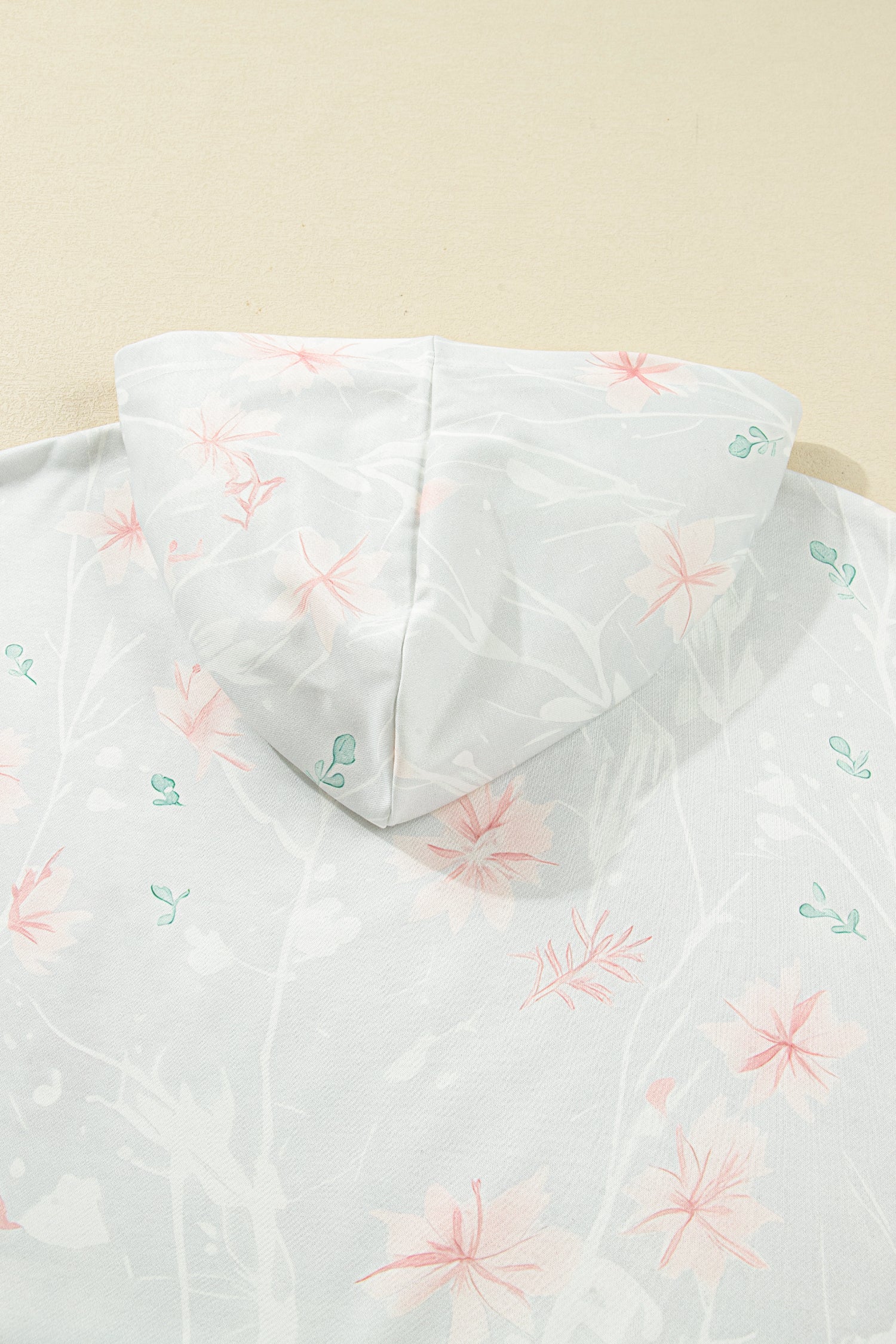 Pink and White Floral Print Plus Size Hoodie