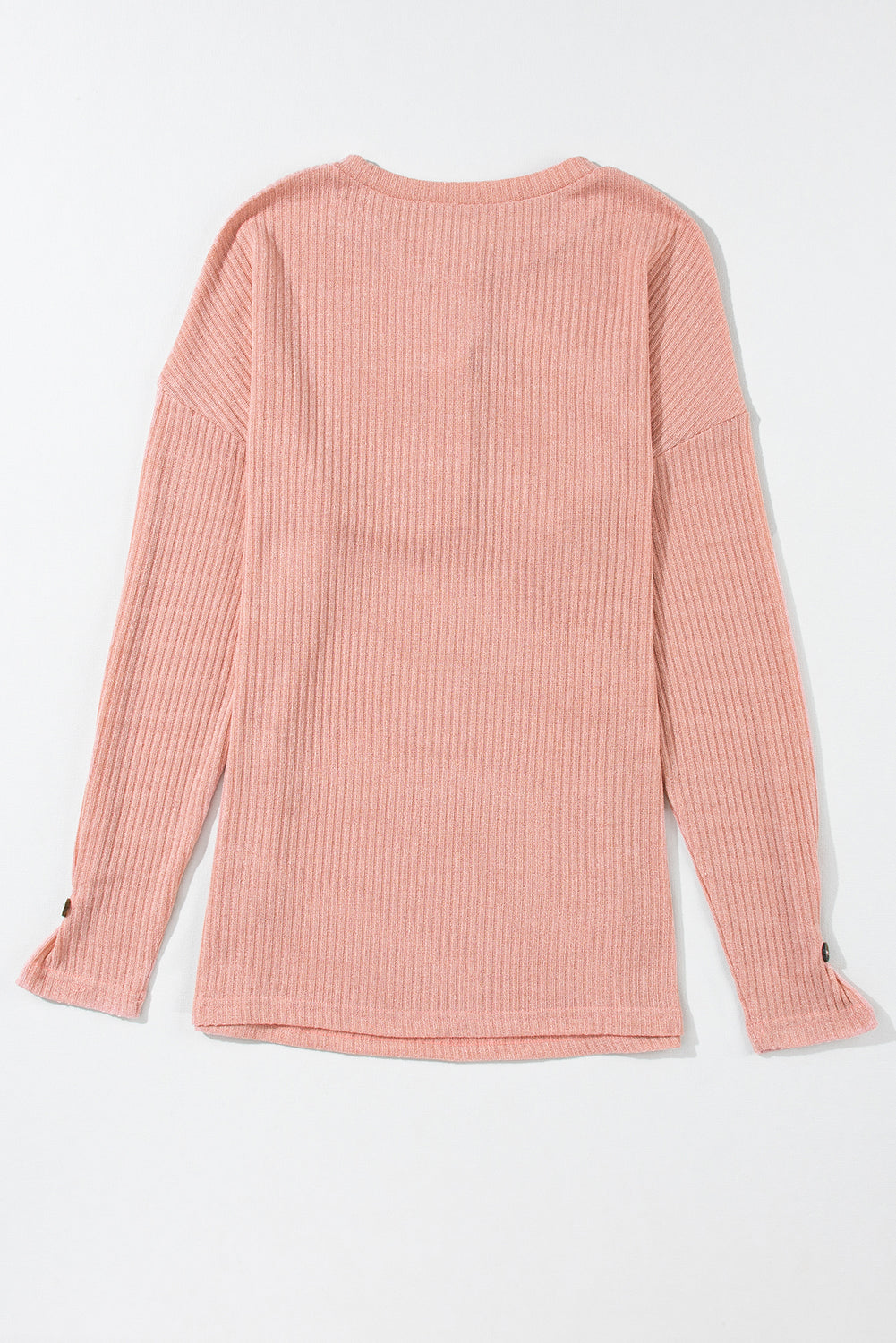 Rose Rib Textured Henley Knit Top