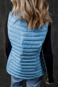 Quilted Full Zip Fuzzy Collar Puffer Vest