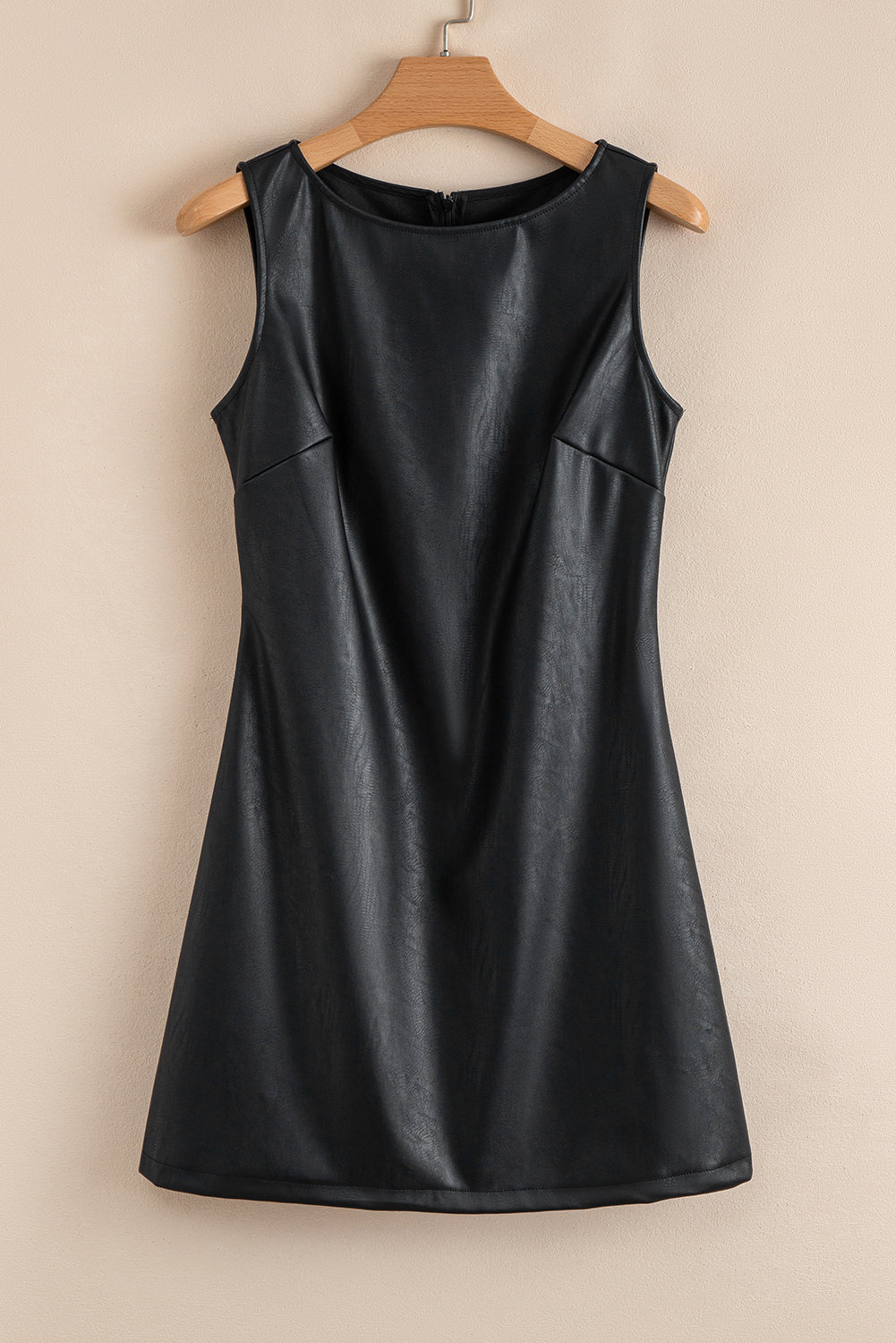 Vegan Leather Sleeveless Mini Sheath Dress