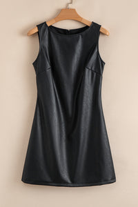 Vegan Leather Sleeveless Mini Sheath Dress