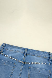 Pearl Accented Boot Cut Stretch Denim Jeans