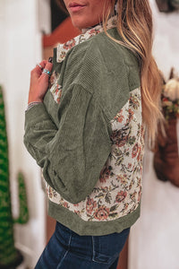 Sage Green Corduroy Vintage Floral Patchwork Jacket
