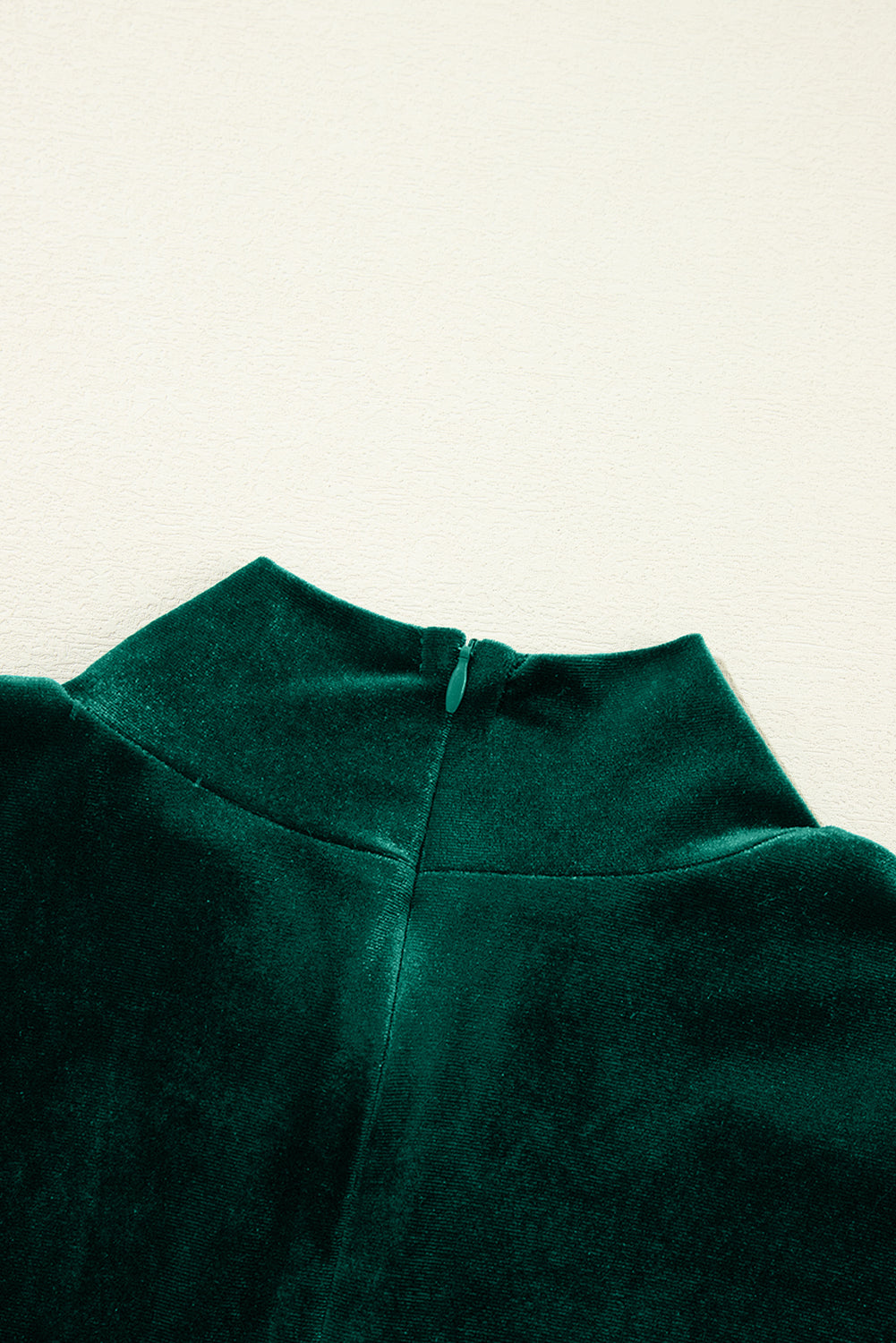 Emerald Velour Mock Neck Tiered Ruffle Mini Dress