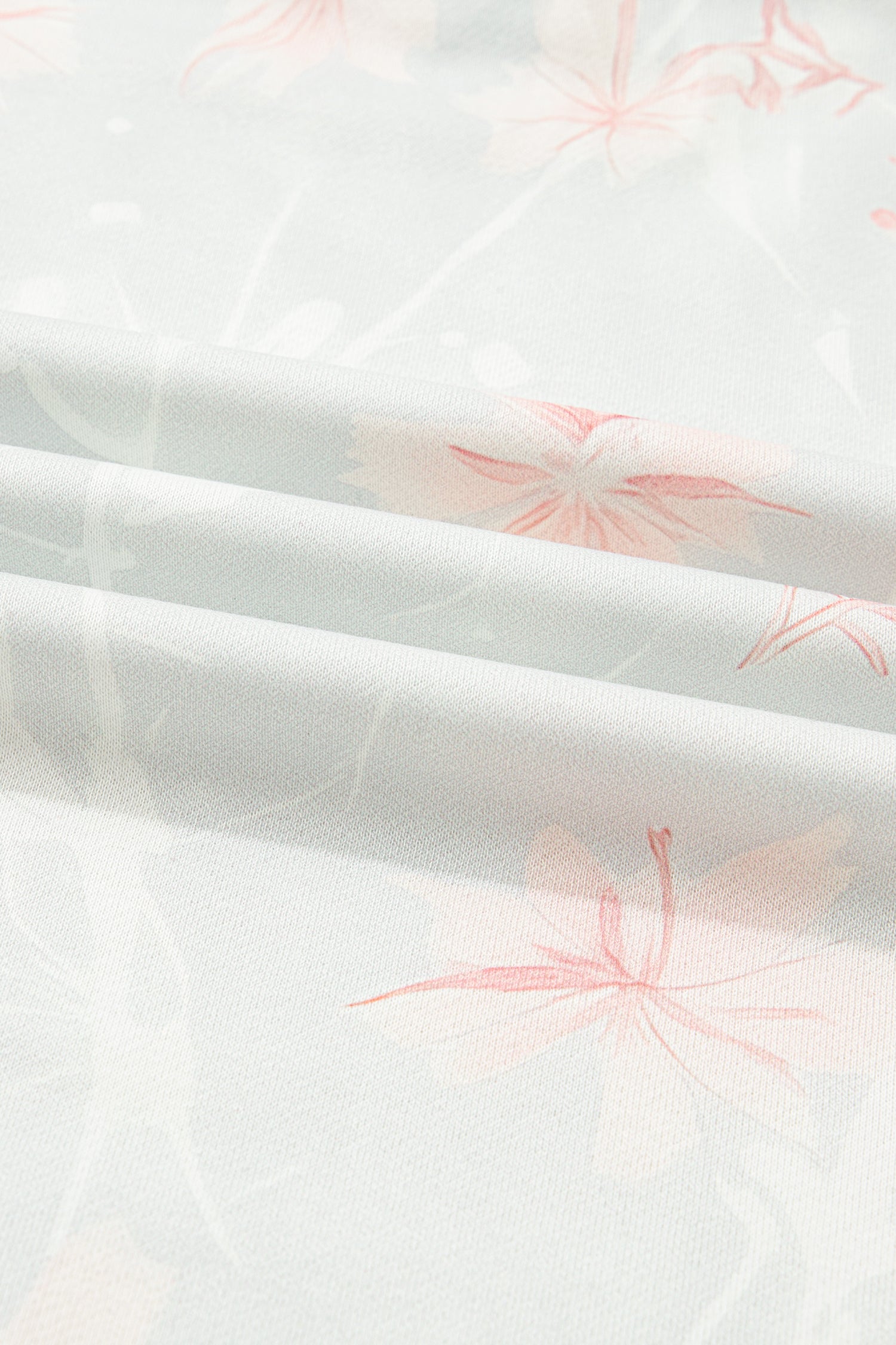 Pink and White Floral Print Plus Size Hoodie