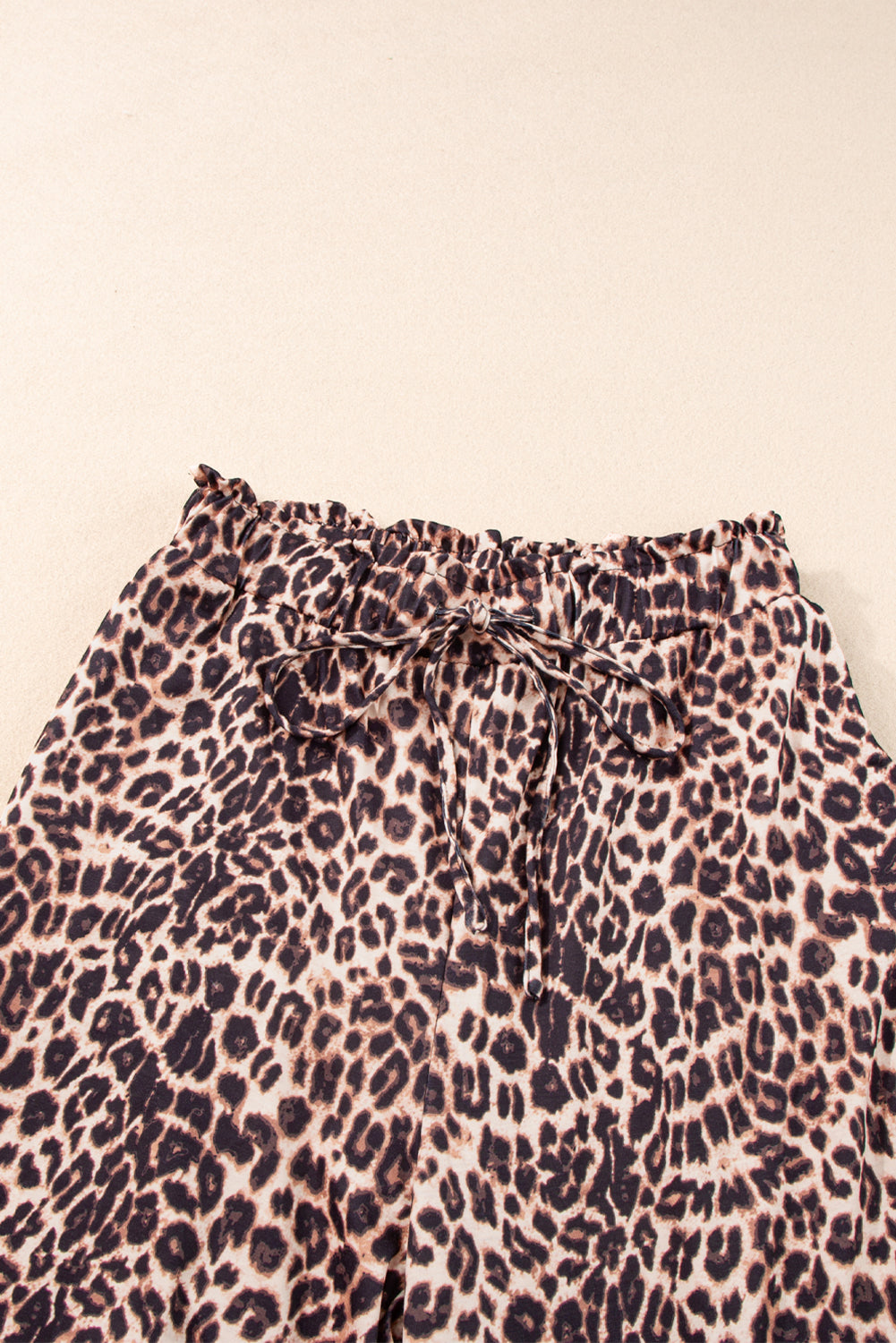 Black and Brown Leopard Print Wide Leg Elastic Waist Pants