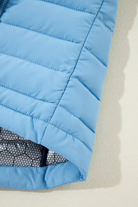 Quilted Full Zip Fuzzy Collar Puffer Vest