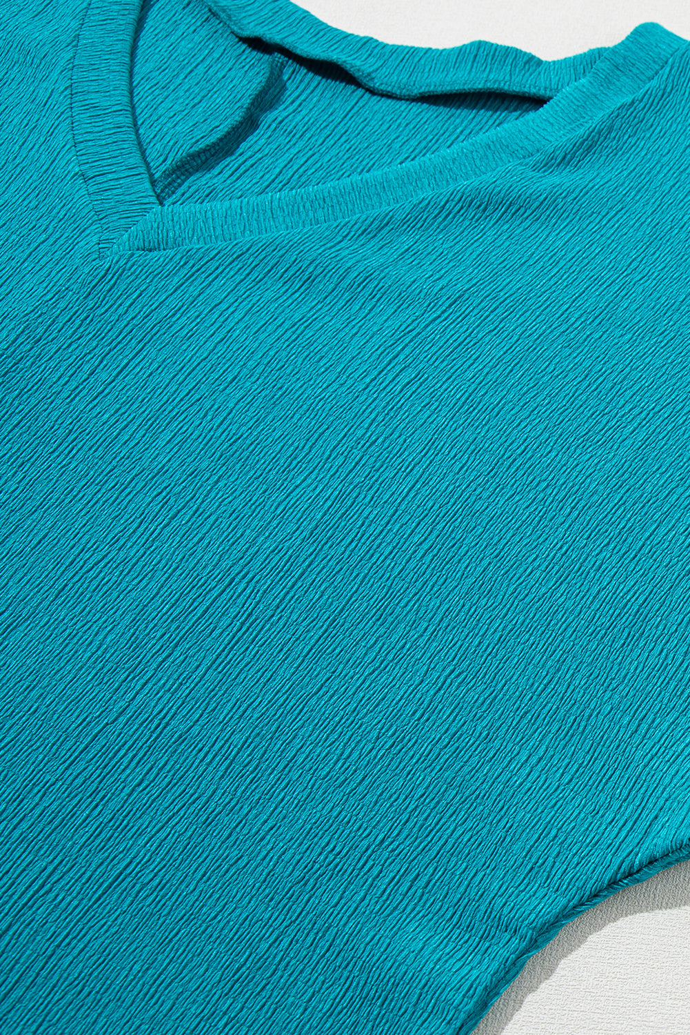 Teal Textured V-neck Plus Size Top