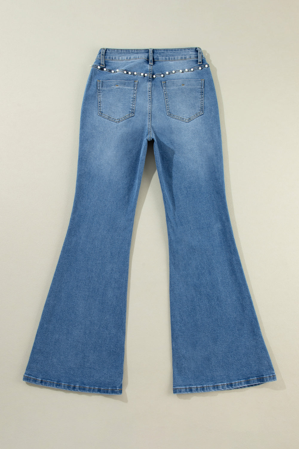 Pearl Accented Boot Cut Stretch Denim Jeans