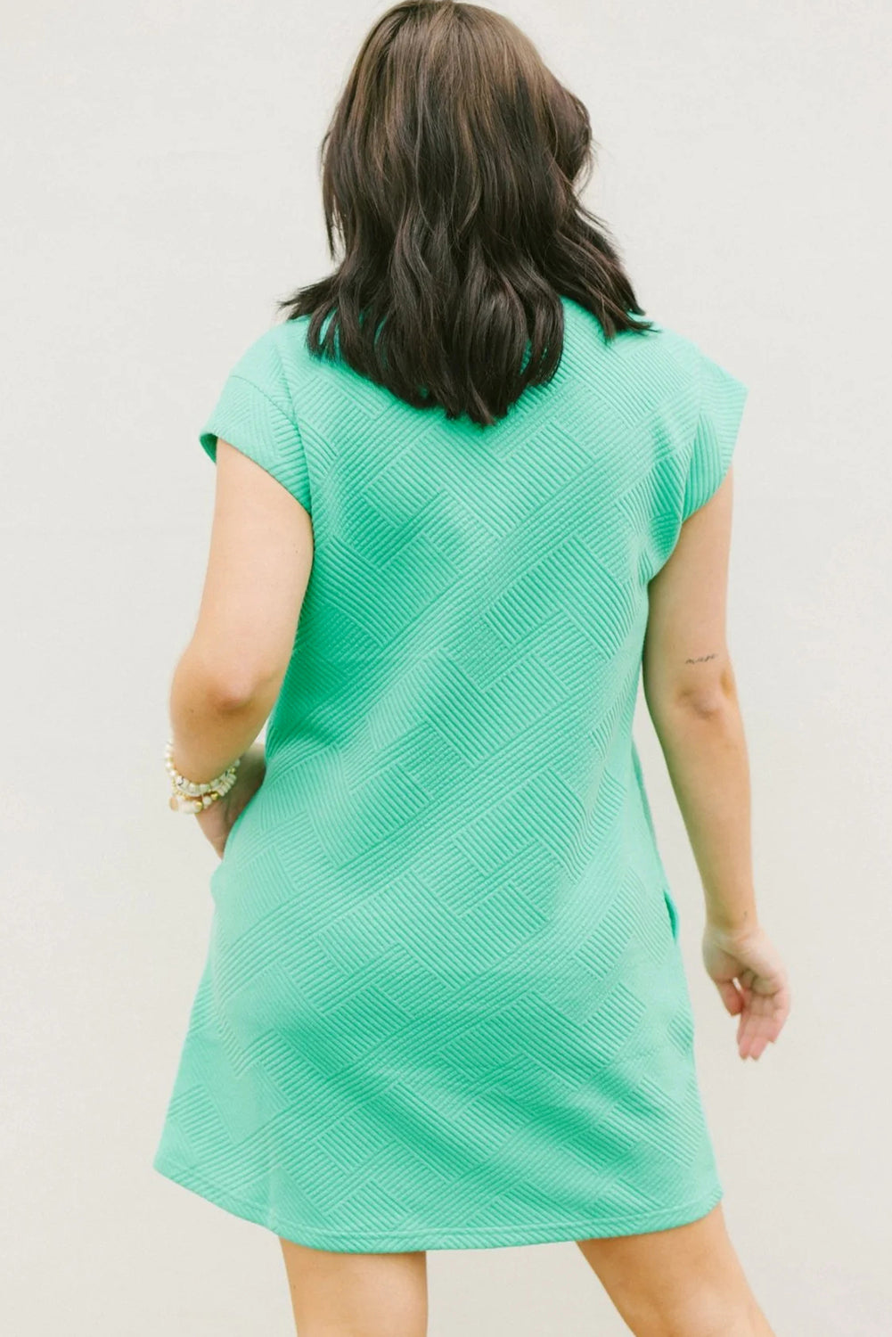 Textured Cap Sleeve Dress with Pockets in Mint or Pink