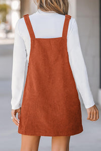 Cinnamon Corduroy Sleeveless Overall Dress