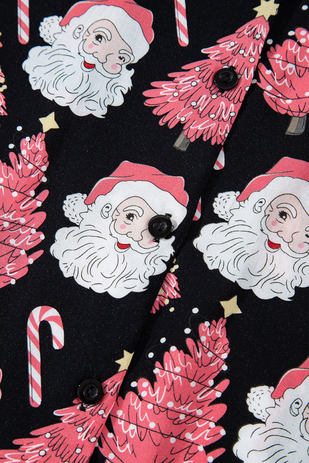 Black with Pink Christmas Trees & Santas Pajama Set