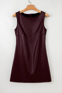 Vegan Leather Sleeveless Mini Sheath Dress