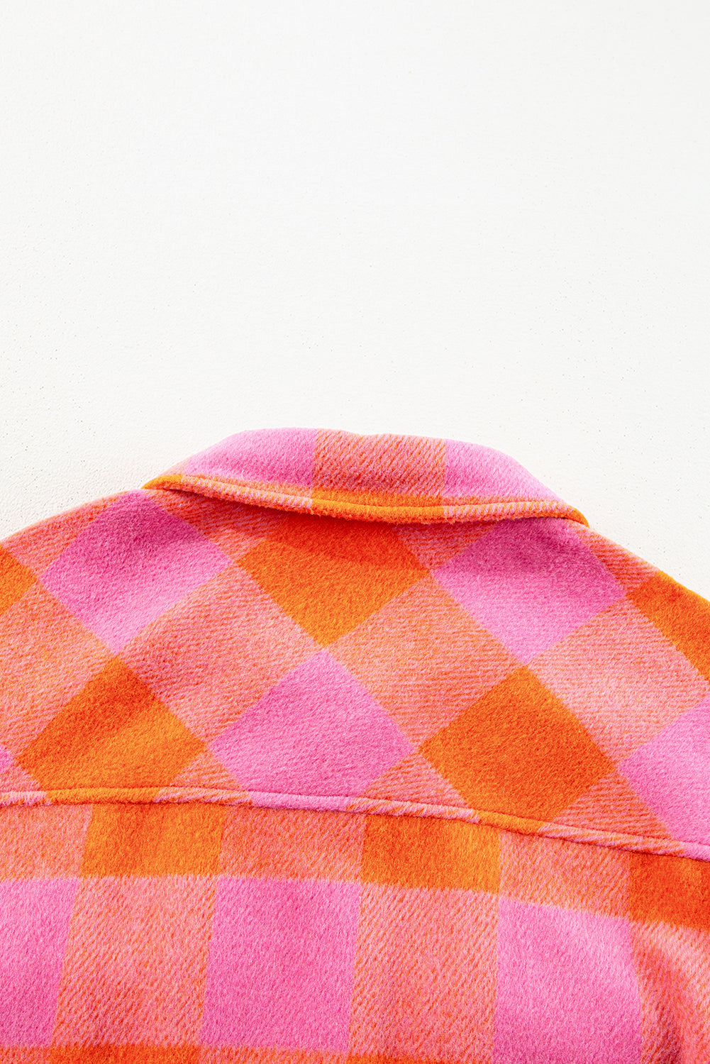 Orange and Pink Checkered Button Down Collared Jacket