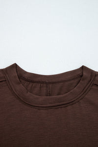 Dark Brown & Black Lace Long Sleeve Exposed Seam Oversized Shirt