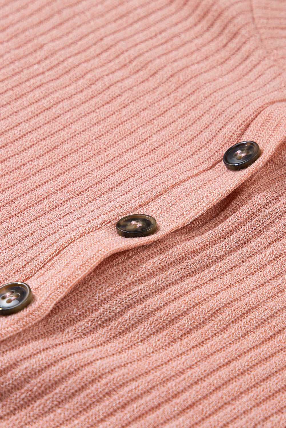 Rose Rib Textured Henley Knit Top