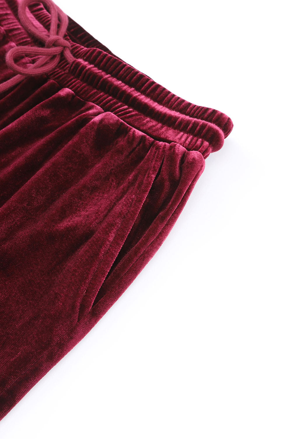 Burgundy Velour Long-sleeve Top & Pants Lounge Set