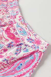 Pink Paisley Knotted One Shoulder Sleeveless Top