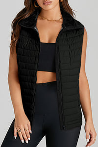 Quilted Full Zip Fuzzy Collar Puffer Vest