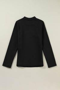 Black Mock Neck Thermal Lined Long Sleeve Tee