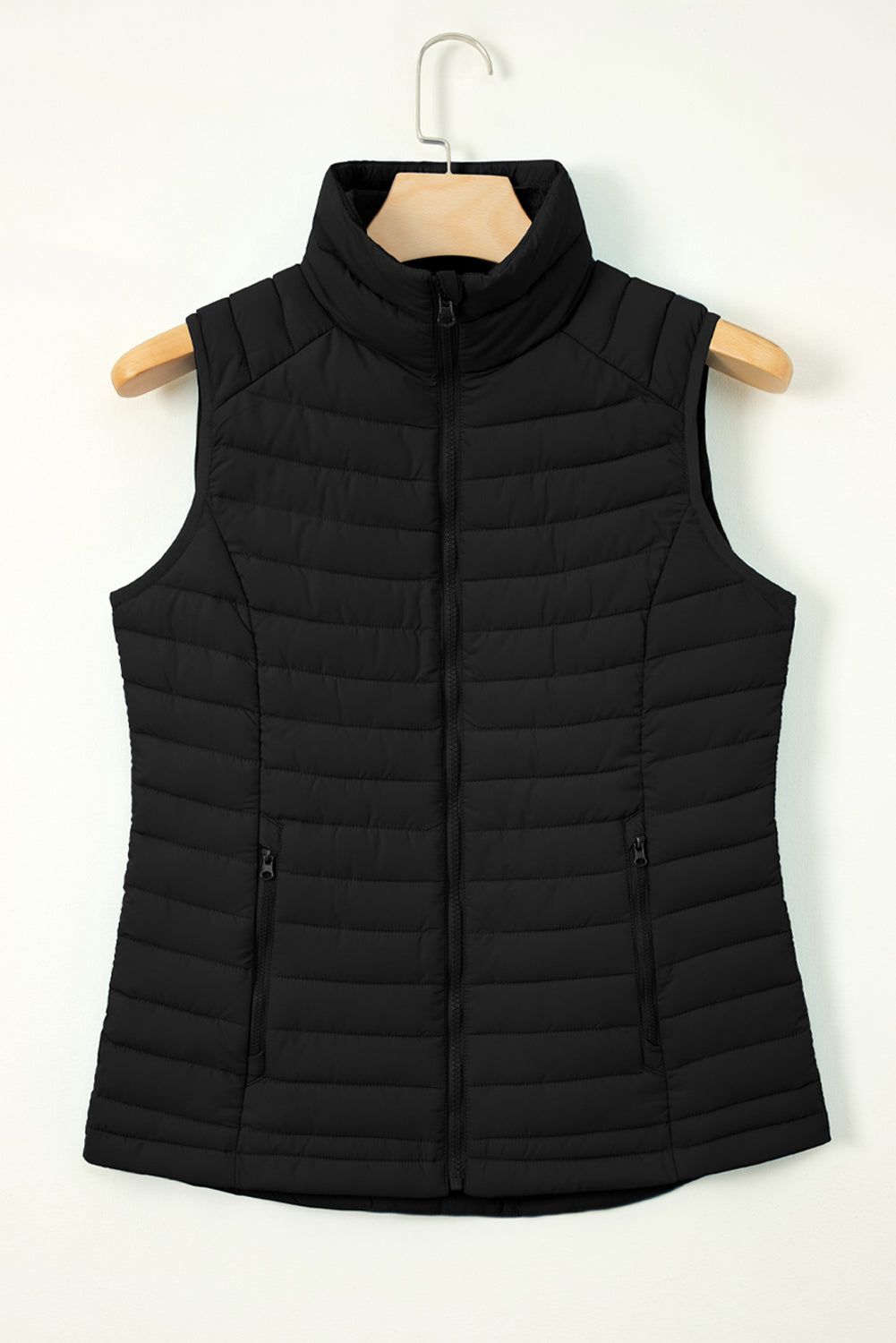 Quilted Full Zip Fuzzy Collar Puffer Vest