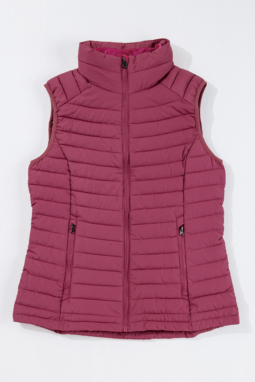 Quilted Full Zip Fuzzy Collar Puffer Vest