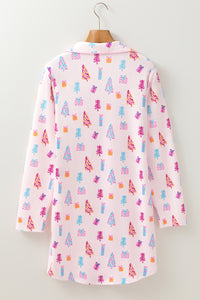 Pink Christmas Twinkle Tree Print Sleep Shirt