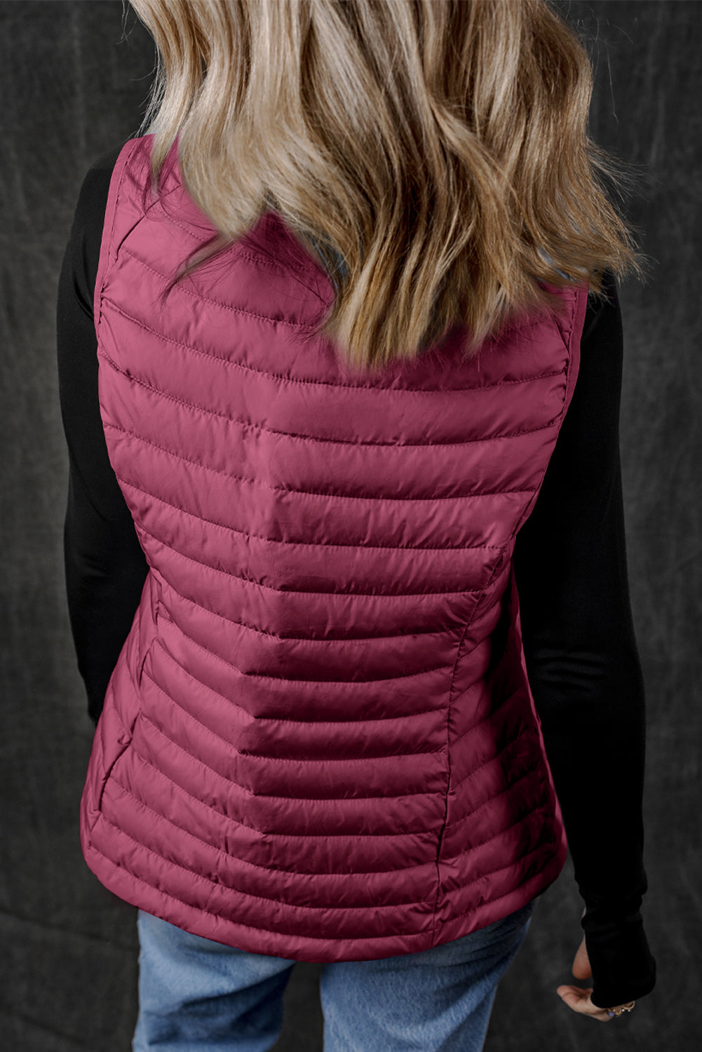 Quilted Full Zip Fuzzy Collar Puffer Vest